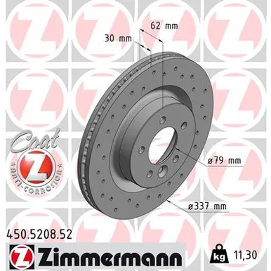 ДИСК ТОРМ LROV DISCOVERY/RANGE ROVER SPORT 4.4/5.0/3.0TD 04- ПЕР ВЕНТ 337.5X30 ZIMMERMANN 450520852