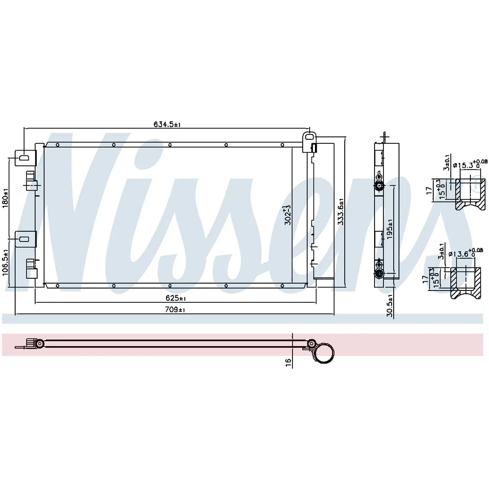 Радиатор кондиционера MINI MINI COOPER/COOPER S (R50/R53) 1.6i 16V 01-06, MINI ONE (R50/R53) 1.4i 16 NISSENS 94591