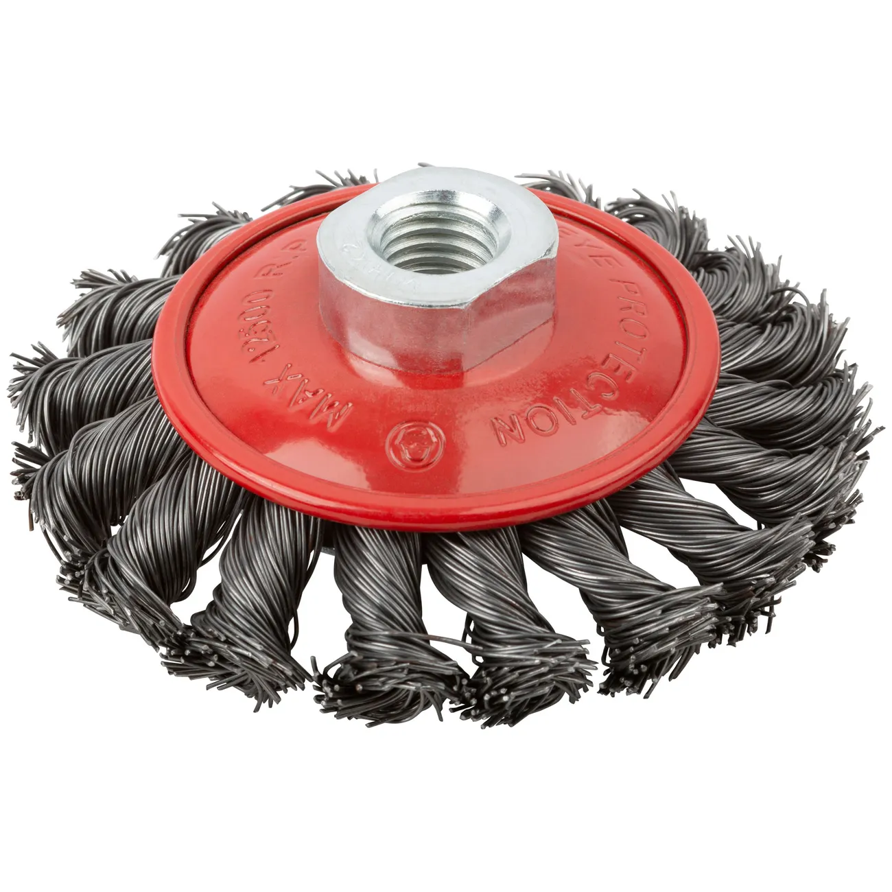 Корщетка-колесо с наклоном, гайка М14, стальная витая проволока 100 мм FIT 39114