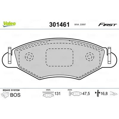 Колодки тормозные передние VALEO 301461