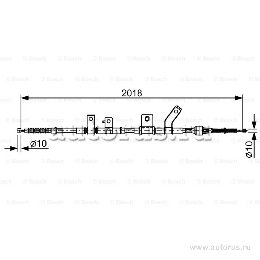 Трос ручного тормоза R MITSUBISHI L200 2006> /L=2018mm BOSCH 1 987 482 516