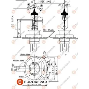 Лампа 12V H4 60/55W P43t EUROREPAR 1 шт. картон 1616431180
