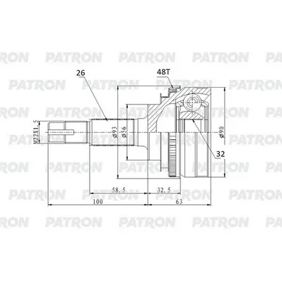 ШРУС наружный 32X56X26 TOYOTA CAMRY MCV20/SXV20 96-01 PATRON pcv2159
