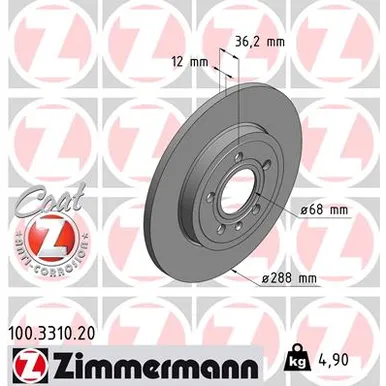 Диск тормозной ZIMMERMANN 100.3310.20