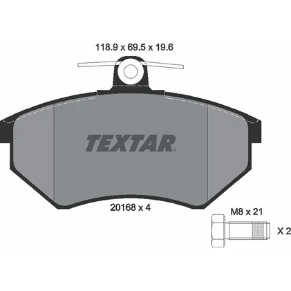 Колодки передние с противошумной пластиной Q+ VW B3/B4/G2/G3 TEXTAR 2016804