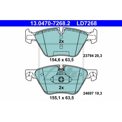 Колодки дисковые передние bmw f10 f11 2.0i 2.3i 2.0d 10 BMW 5:F07/F10/F11 7:F02/F04 ATE 13.0470-7268.2