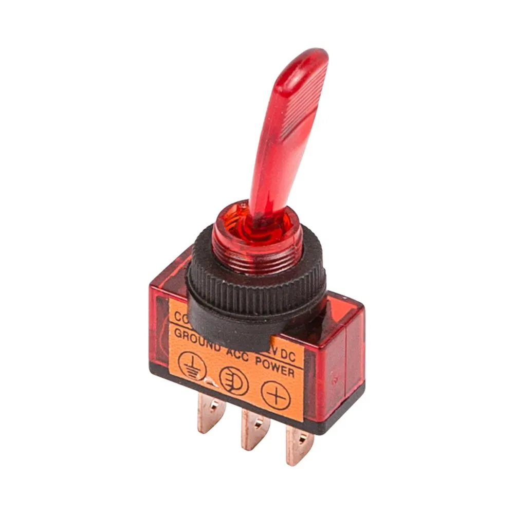 Тумблер 24V 20А (3c) ON-OFF однополюсный с красной подсветкой (ASW-13D), , Max Вт REXANT 36-4390
