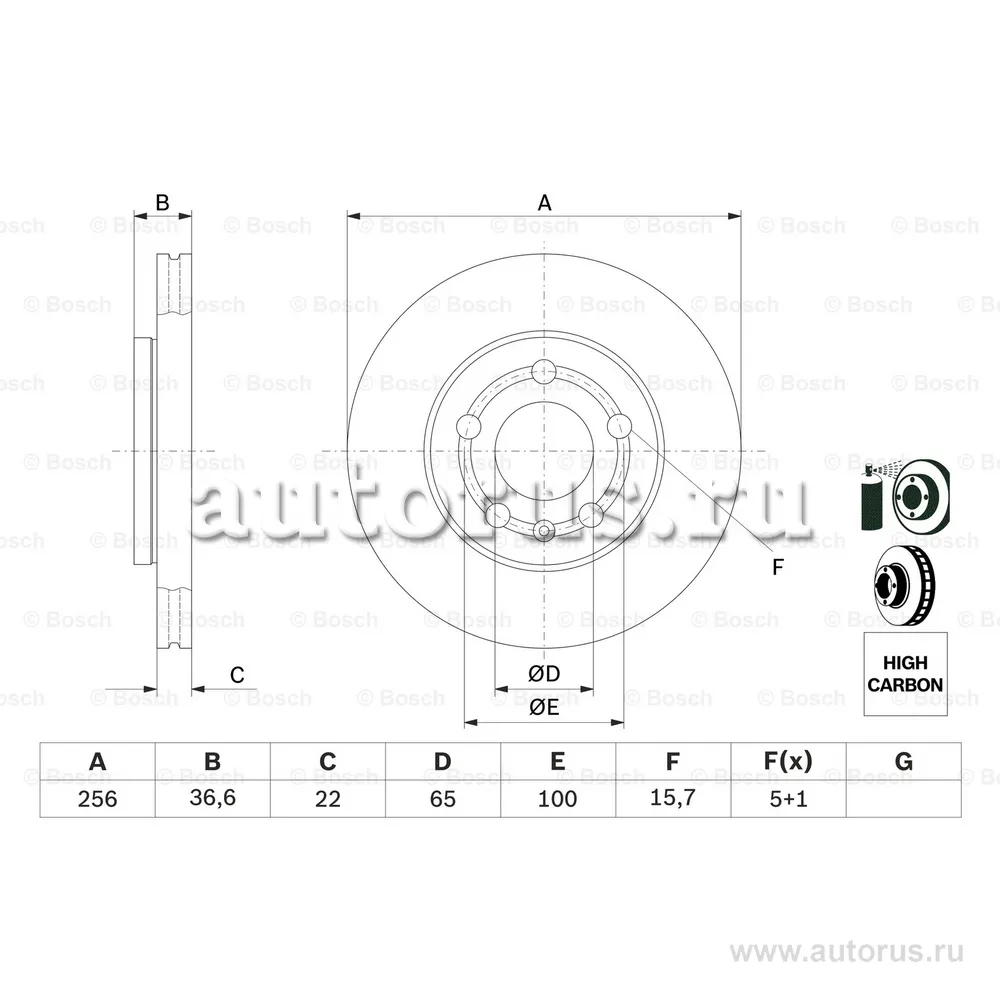Диск тормозной передний BOSCH 0 986 478 853