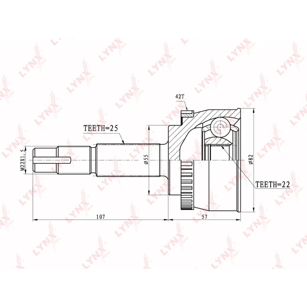 ШРУС наружный (компл.) NISSAN Almera (N15)/Pulsar/Sunny /ABS+ LYNXauto CO-5702A