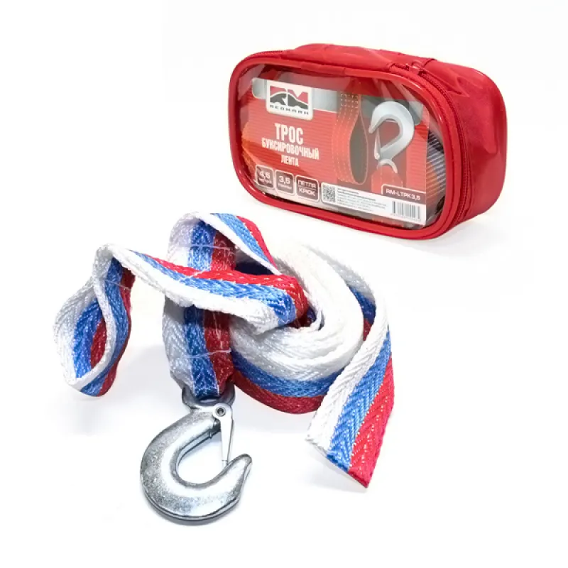 Трос буксировочный лента (4,5 м 3,5 т.) петля/крюк RedMark REDMARK RMLTPK35
