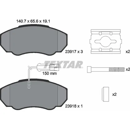 Колодки передние с противошумной пластиной Q+ FIAT Ducato Sollers (280mm диск) TEXTAR 2391701