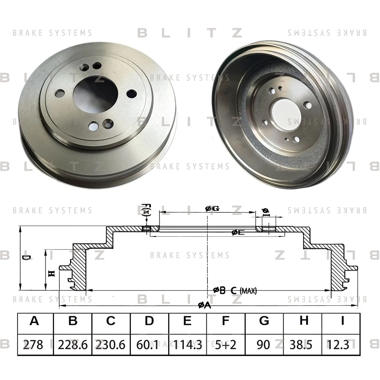 Барабан тормозной MITSUBISHI Outlander I 01->/Pagero II 98->/Pagero BLITZ BT0155