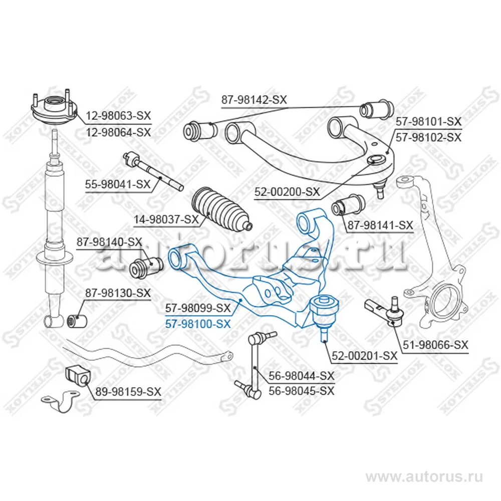 Рычаг нижний левый Toyota Land Cruiser GRJ12#/DJ12# all 02> STELLOX 57-98100-SX