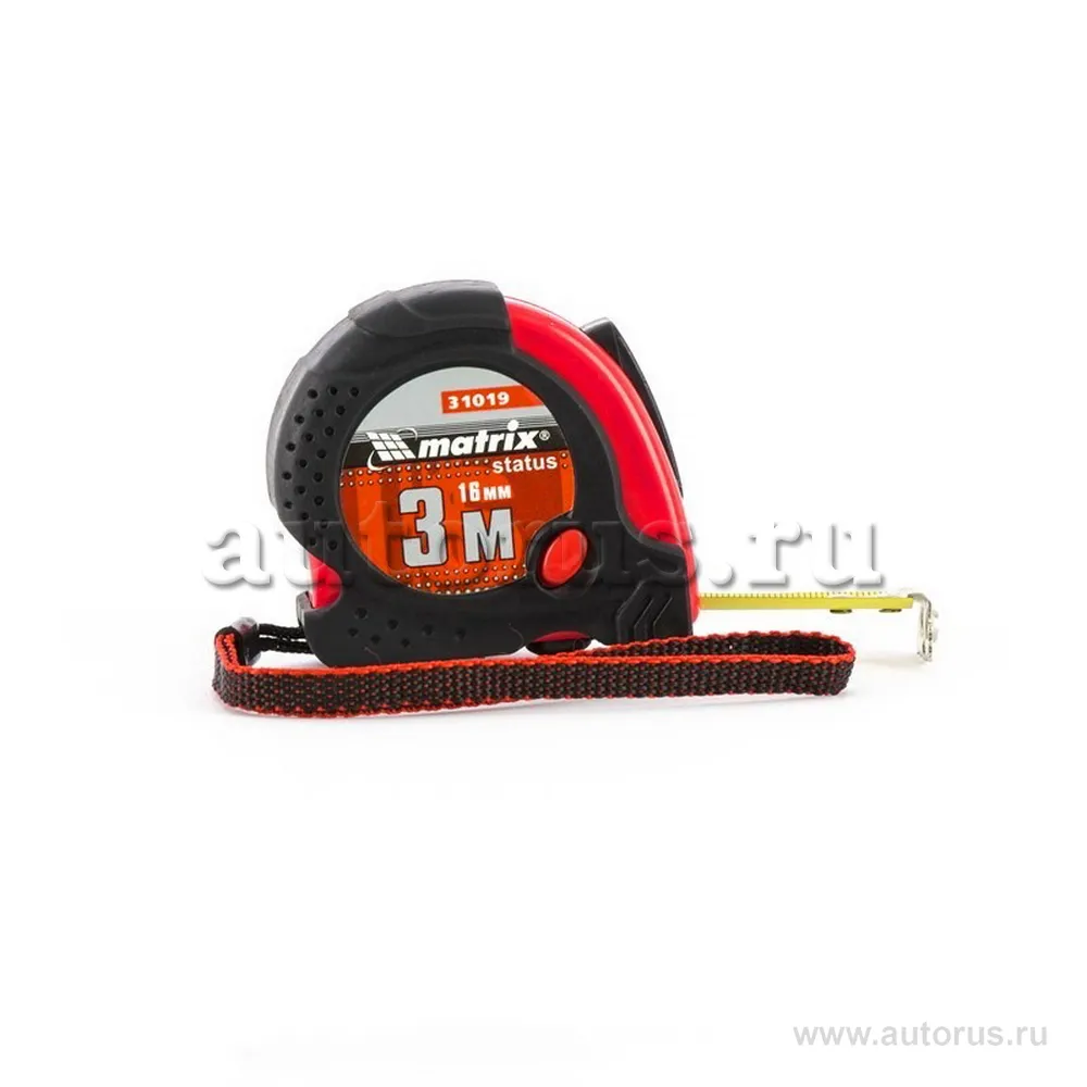 Рулетка Status magnet fixation, 3 м x16 мм, обрезиненный корпус, зацеп с магнитом MATRIX 31019