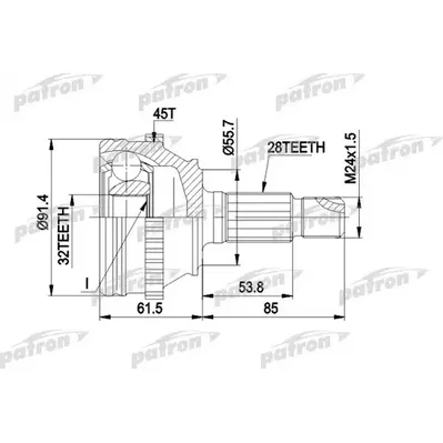 ШРУС наружн к-кт 28x55.6x32 ABS:45T ROVER: 800 86 - 99, PATRON PCV1090
