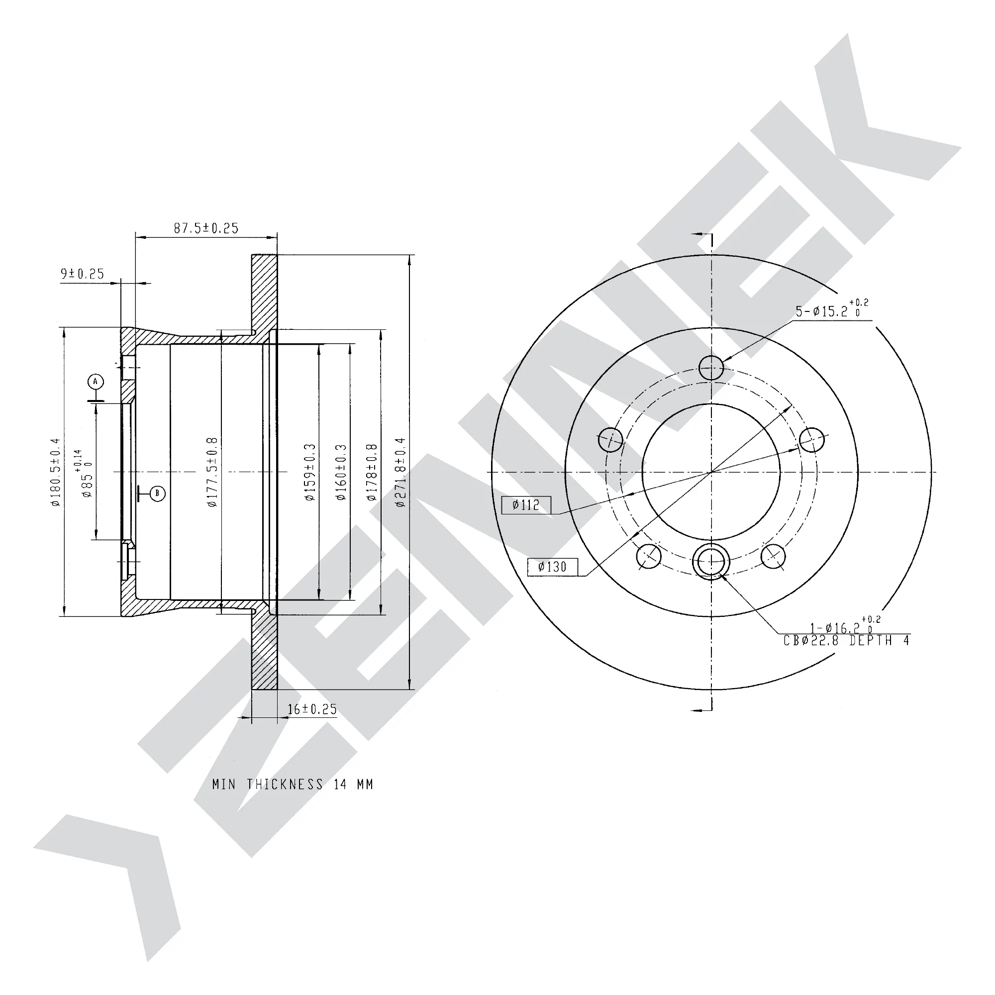 Диск тормозной задний MERCEDES W463 90-18, VW LT 96-06 (2 шт) ZENNEK DBD0044