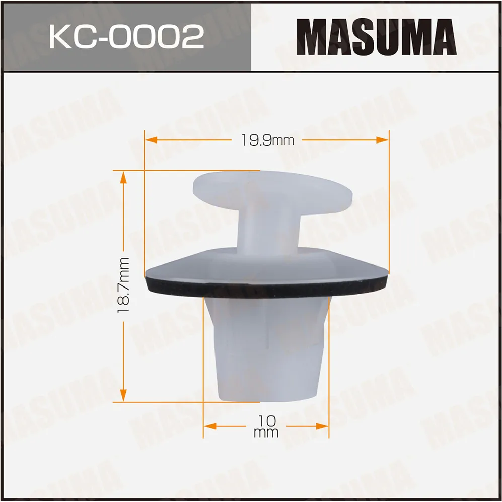 Клипса автомобильная (автокрепеж) MASUMA 0002-KC уп.50 MASUMA KC0002