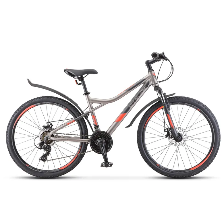 Велосипед 26 горный STELS Navigator-610MD (2021) V050 кол-во скор. 21 рама алюм.14 серый-красный