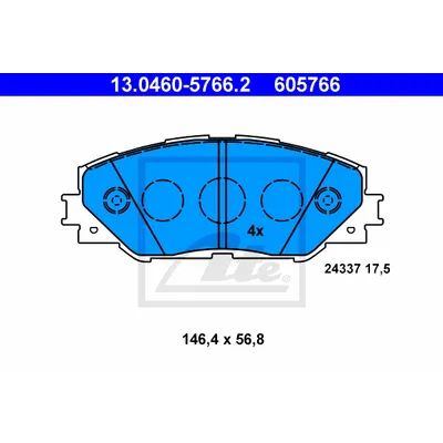 Колодки передние TOYOTA RAV 4 III 2006-> ATE 13.0460-5766.2