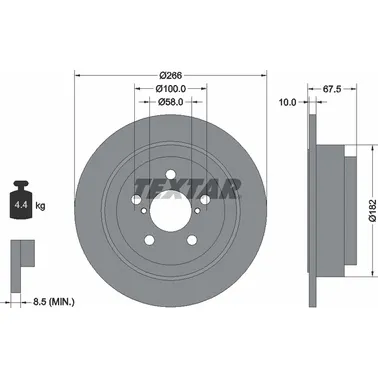 Диск тормозной задний SUBARU FORESTER 97-12 / IMPREZA 92-09 / LEGACY -03 TEXTAR 92082000