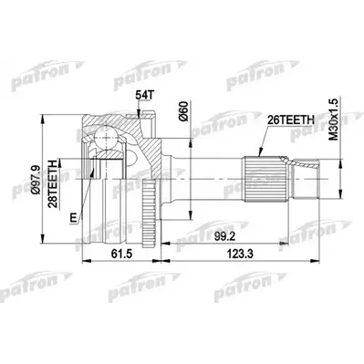 ШРУС наружн к-кт 26x62x28 ABS:54T MERCEDES-BENZ: G-CLAS PATRON PCV2461