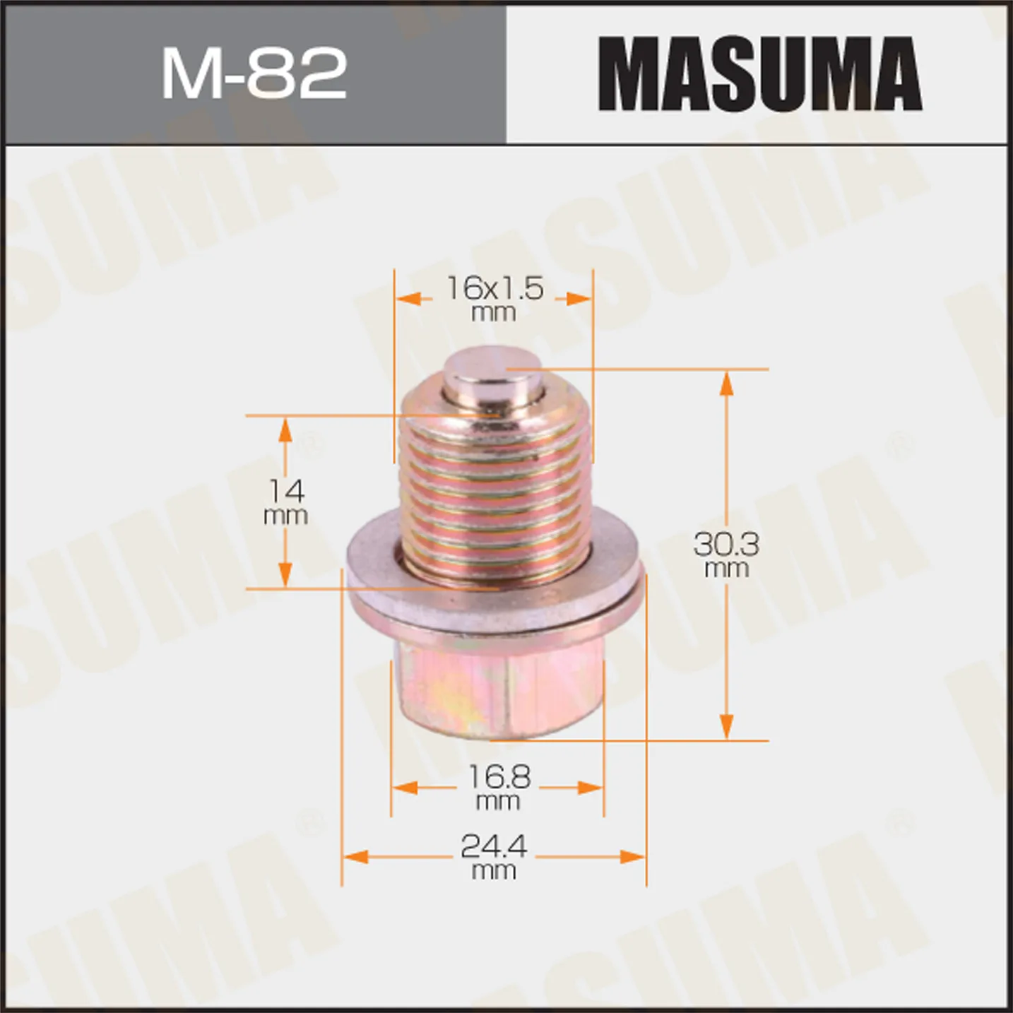 Болт маслосливной A/T С МАГНИТОМ (с шайбой) HYUNDAI / KIA 16x1.5mm MASUMA M-82