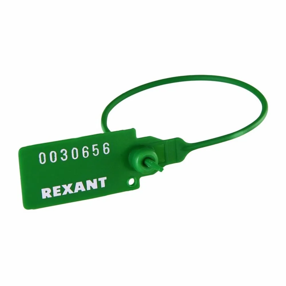 Пломба пластиковая номерная 220мм зеленая REXANT 07-6113