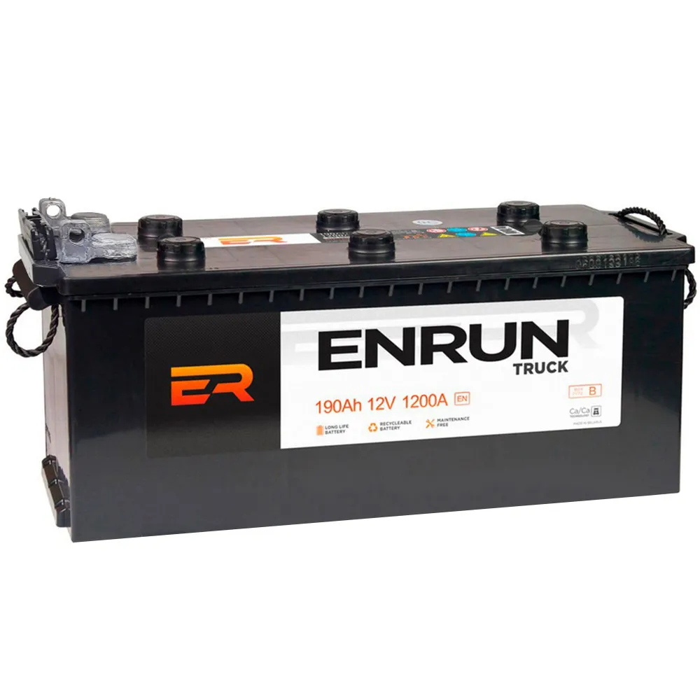 Аккумулятор ENRUN Truck 190 А/ч R+(4) 510x218x225 B EN 1250 А (под болт)