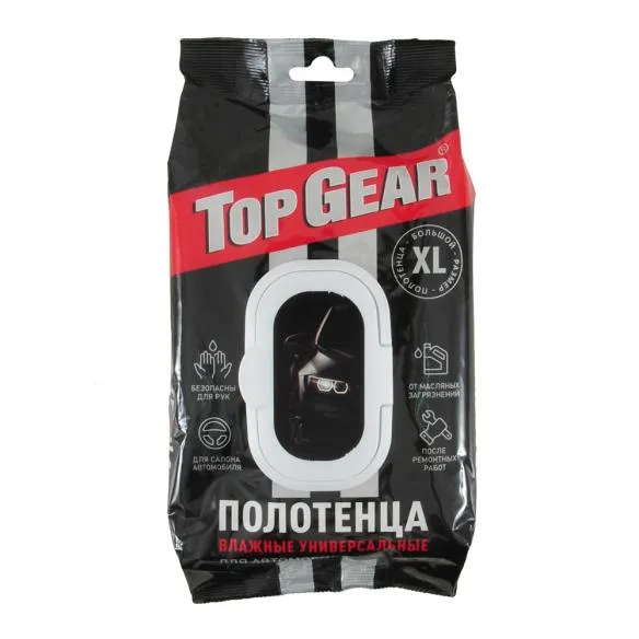 Салфетки - Полотенца влажные Top Gear №60 полотенца унив. авт. с пластик. клапаном, 60 шт 72748