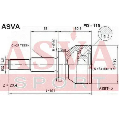 ШРУС наружный 34X60X27 ASVA FD-115