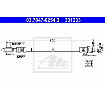 Шланг тормозной задний L ATE 83.7847-0254.3