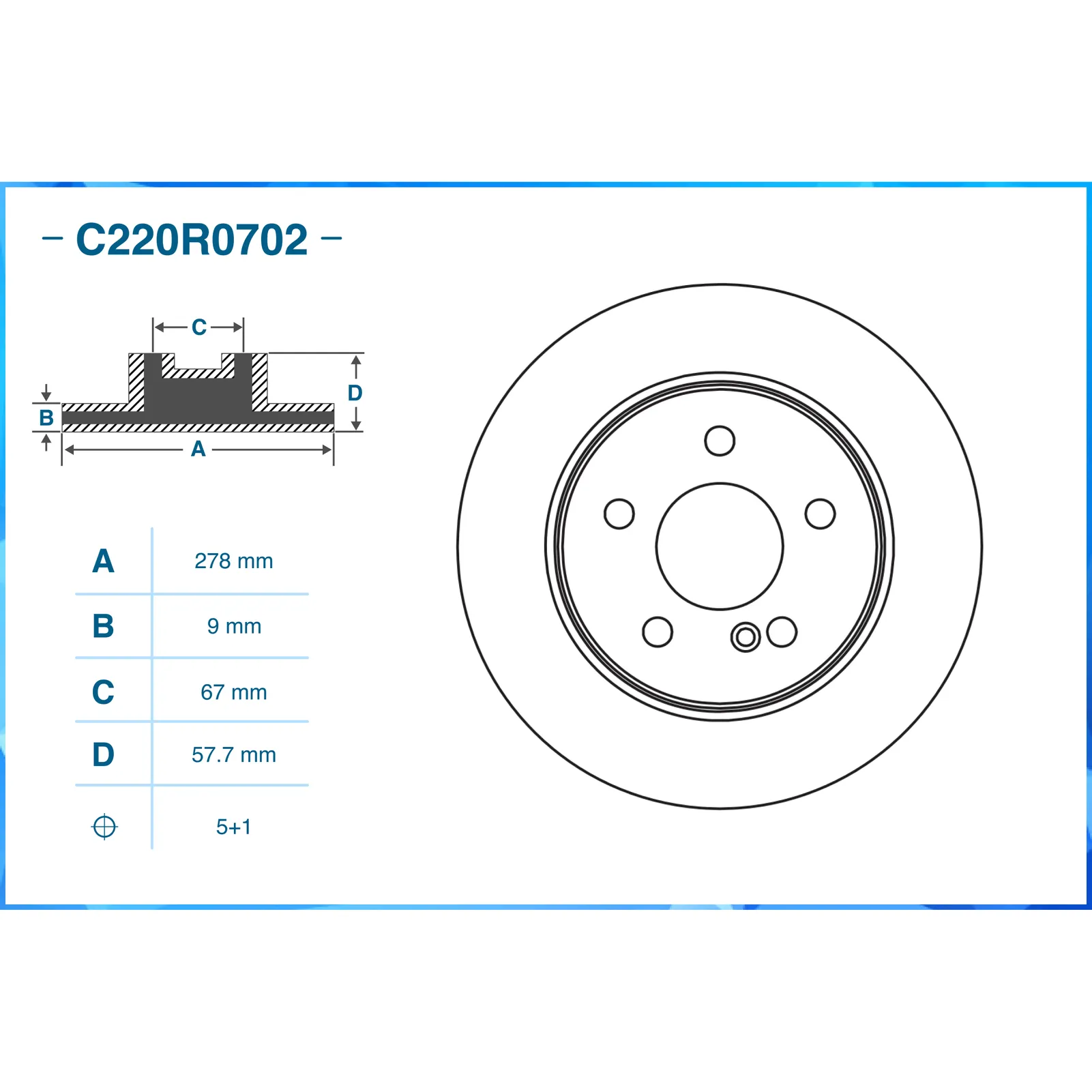 Диск тормозной задний MB W204 07-> /D=278MM CWORKS C220R0702