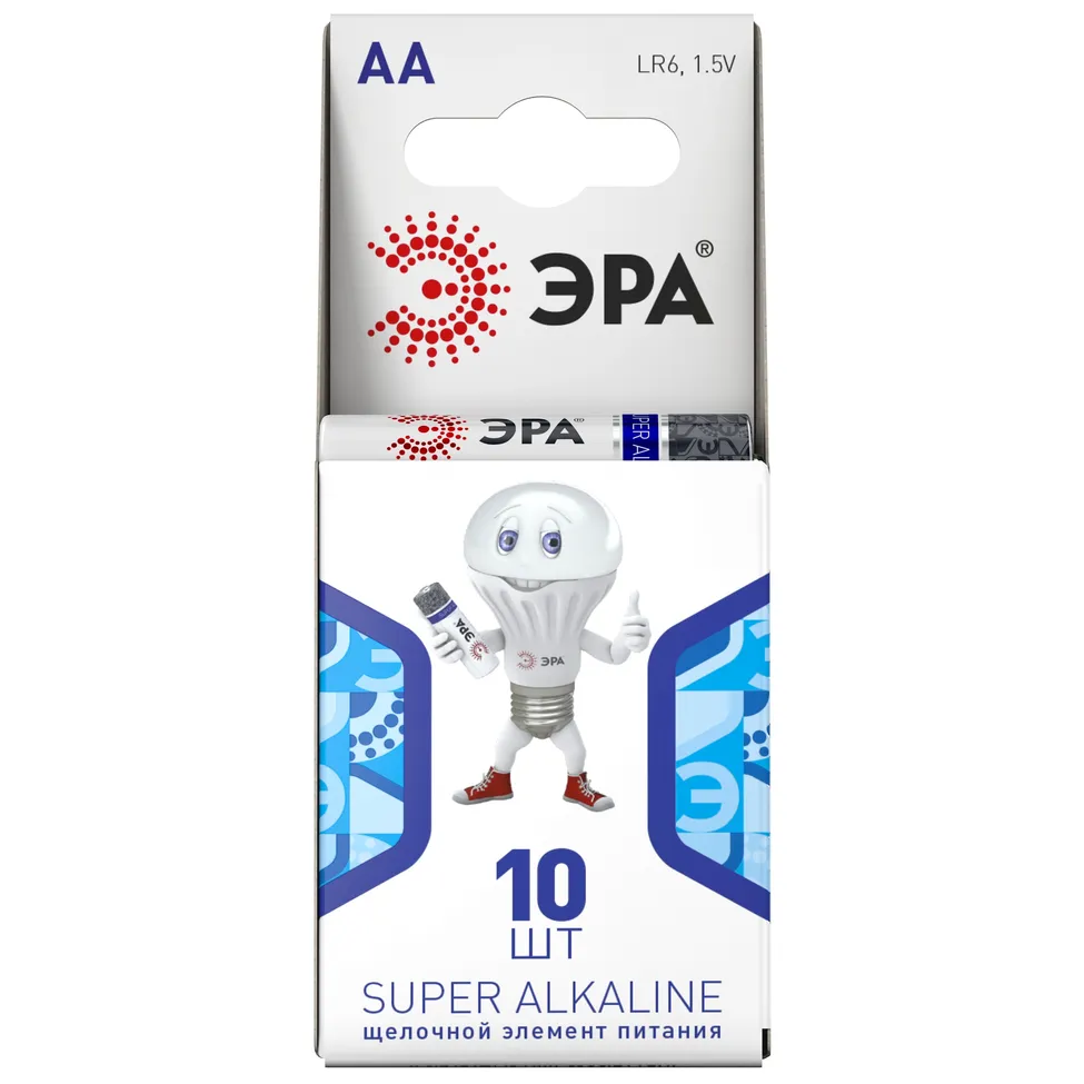 Батарейки ЭРА LR6-10BL компактный SUPER Alkaline (100/600/18000)