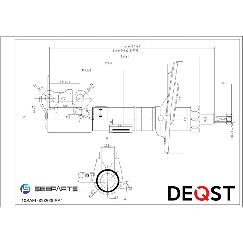 Амортизатор передний левый TOYOTA Camry (ACV40) 06-11 TOYOTA Camry (ACV40) 06 DEQST 10SAFL0002000