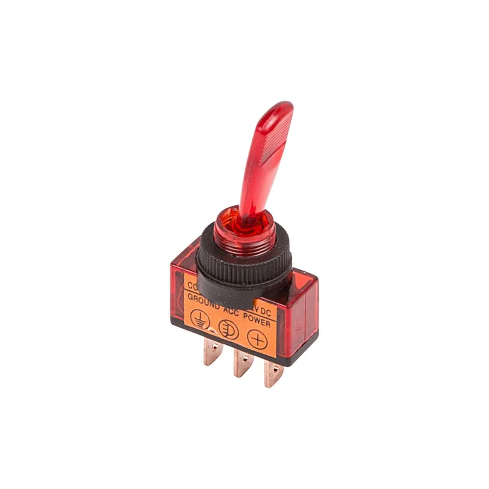 Тумблер 12V 20А (3c) ON-OFF однополюсный с красной подсветкой (ASW-13D), , Max Вт REXANT 36-4370