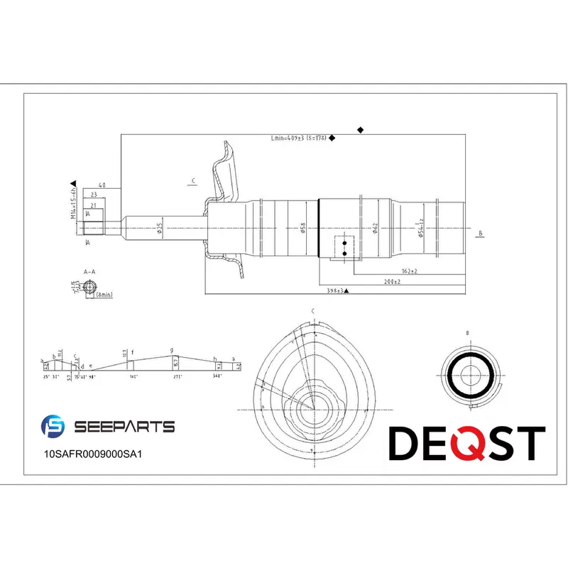 Амортизатор пер. прав. серии газ. BMW 5E60 03-> DEQST 10SAFR0009000