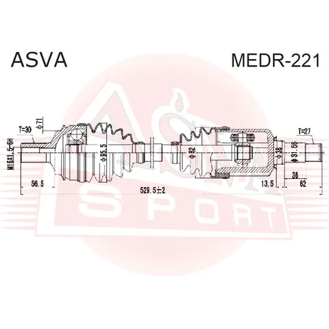 Приводной вал ASVA MEDR221
