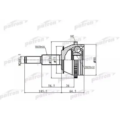ШРУС наружн 26x55.9x32 ABS:50T Ford: Taurus 86-05 \ Mer PATRON PCV9980
