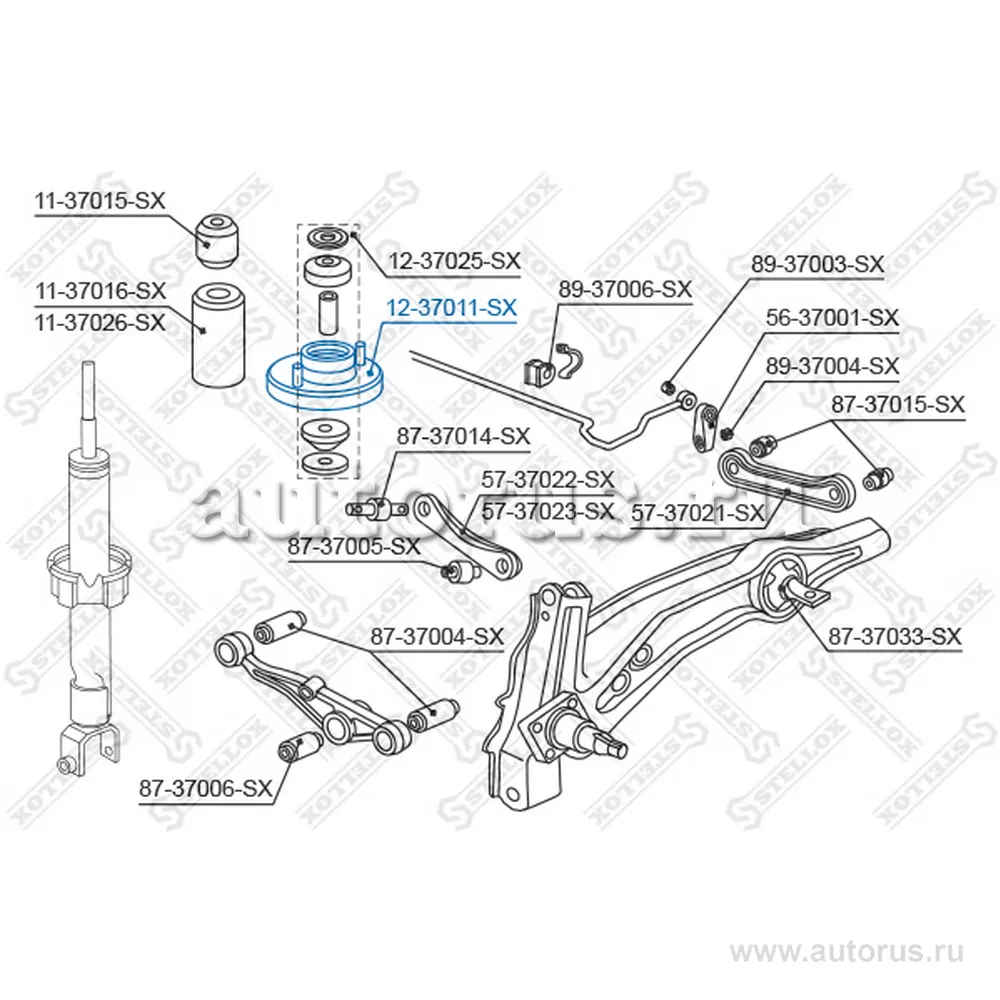 Опора амортизатора зад. Honda Civic all STELLOX 1237011_SX
