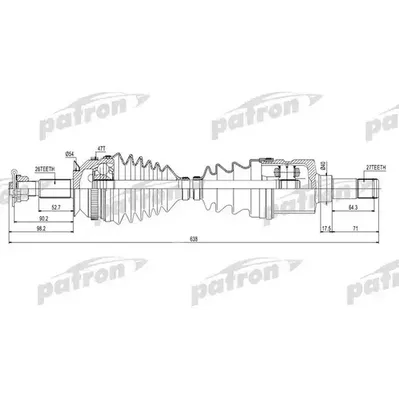 Полуось левая 26X640X27 ABS: 47T CHRYSLER VOYAGER IV 2,4 2 PATRON PDS0423