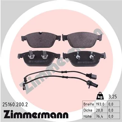 Колодки тормозные ZIMMERMANN 251602002