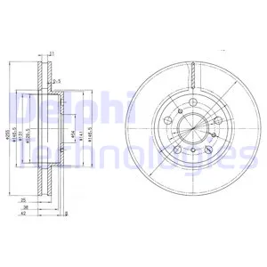 Диск тормозной передний вент.[255х25] 5 отверстий ( MIN 2) DELPHI BG2450