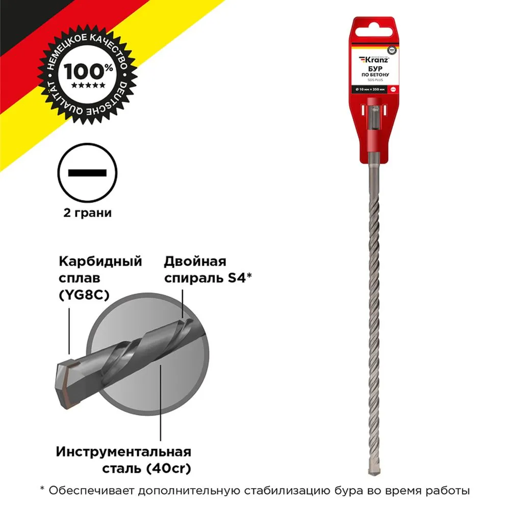 Бур по бетону 10x350x290 мм SDS PLUS Kranz KR910817
