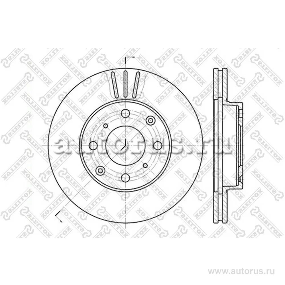 Диск тормозной передний HONDA CIVIC 1.4-1.6 91> STELLOX 60202615V_SX