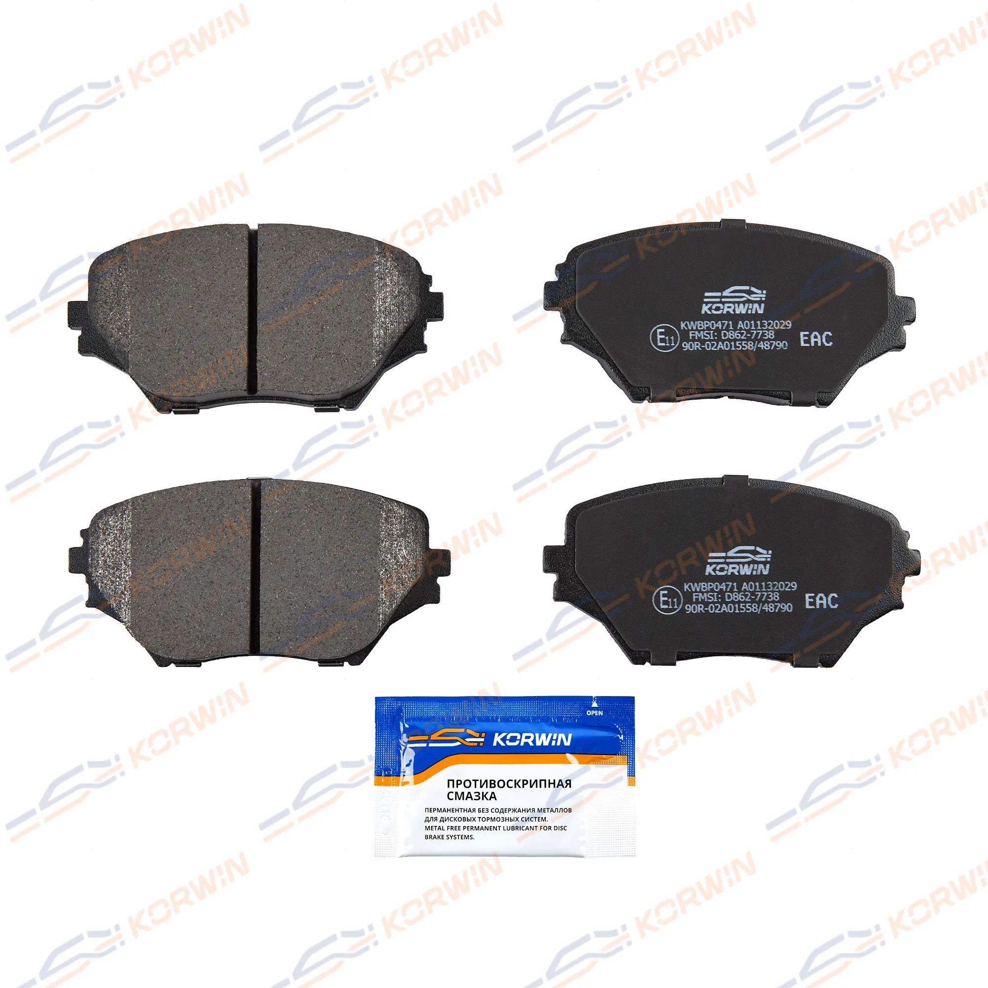 Колодки тормозные перед. Toyota Rav4 I-II (94-05)/Avalon (X4_) 12-18/Coaster 93- KORWIN KWBP0471