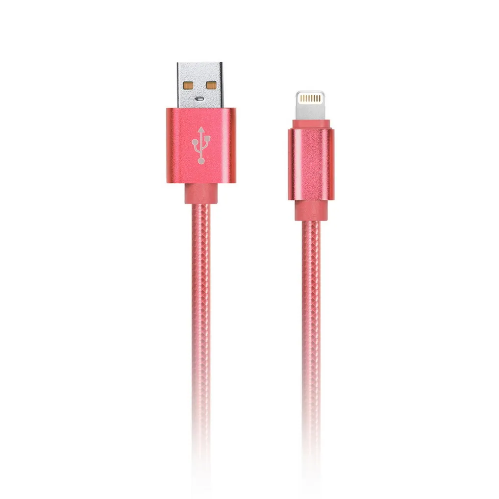 Дата-кабель USB - 8-PIN для APPLE, нейлон, длина 1 м, красный SMARTBUY IK-512N RED