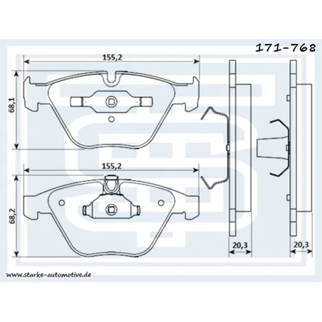 Колодки тормозные BMW E60/E61 / E65/E66 передние STARKE 171768