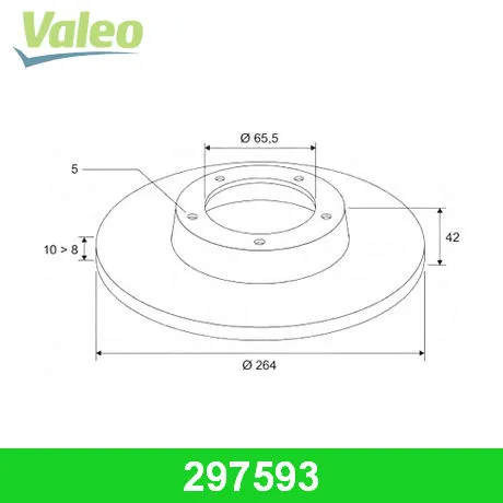 Диск тормозной задний VALEO 297 593