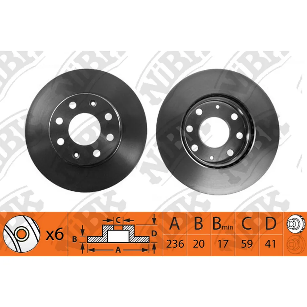 Диск тормозной передний DAEWOO LANOS/NEXIA/OPEL ASTRA F/CORSA B/VECTRA A NIBK RN1206