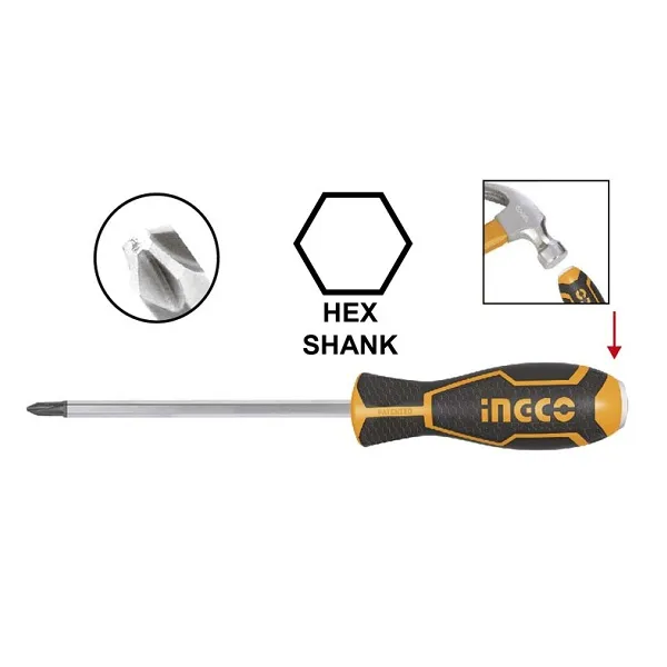 Отвертка крестовая ударная PH2 x 150 INGCO HGTSPH2150